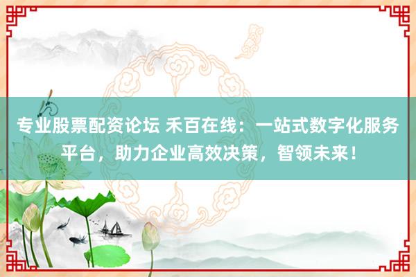 专业股票配资论坛 禾百在线：一站式数字化服务平台，助力企业高效决策，智领未来！