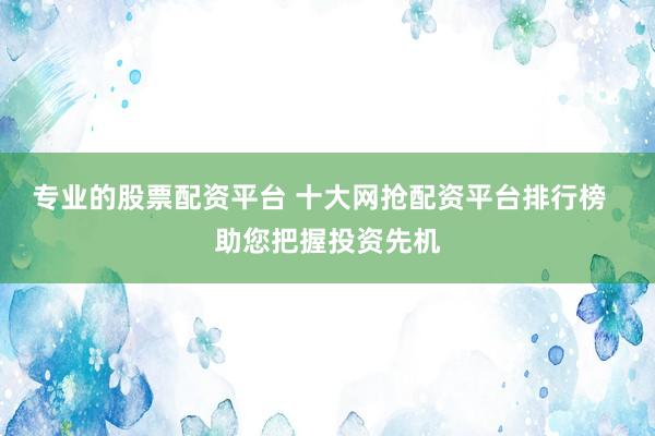 专业的股票配资平台 十大网抢配资平台排行榜  助您把握投资先机