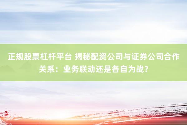 正规股票杠杆平台 揭秘配资公司与证券公司合作关系：业务联动还是各自为战？