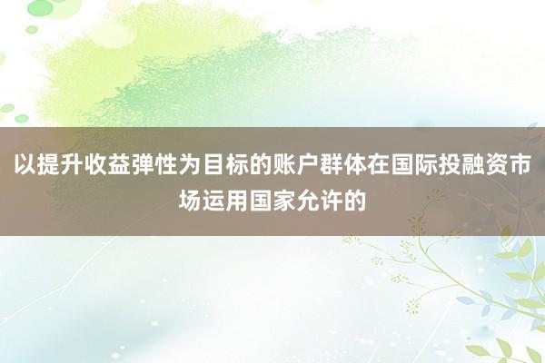 以提升收益弹性为目标的账户群体在国际投融资市场运用国家允许的