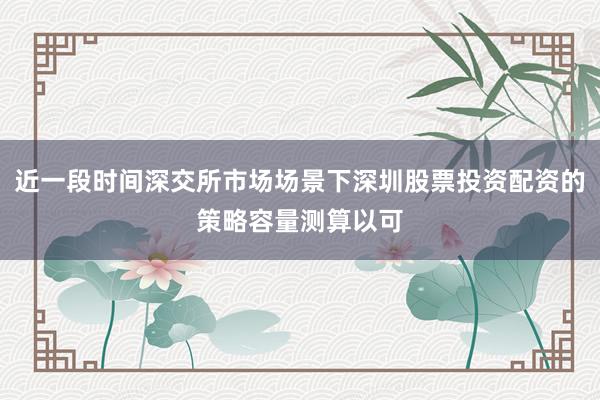 近一段时间深交所市场场景下深圳股票投资配资的策略容量测算以可
