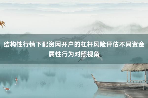 结构性行情下配资网开户的杠杆风险评估不同资金属性行为对照视角