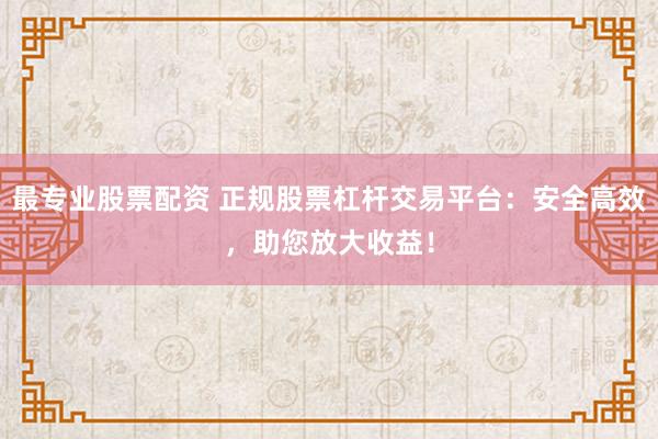最专业股票配资 正规股票杠杆交易平台：安全高效，助您放大收益！