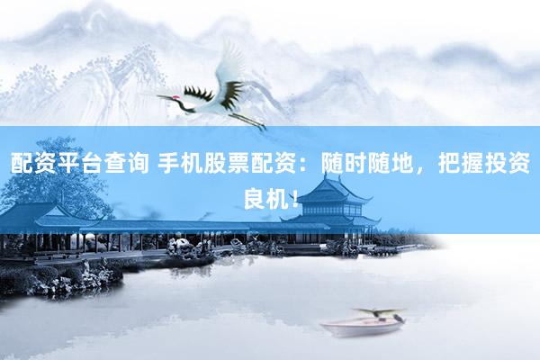 配资平台查询 手机股票配资：随时随地，把握投资良机！