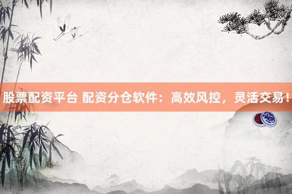 股票配资平台 配资分仓软件：高效风控，灵活交易！
