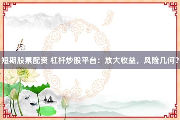 短期股票配资 杠杆炒股平台：放大收益，风险几何？