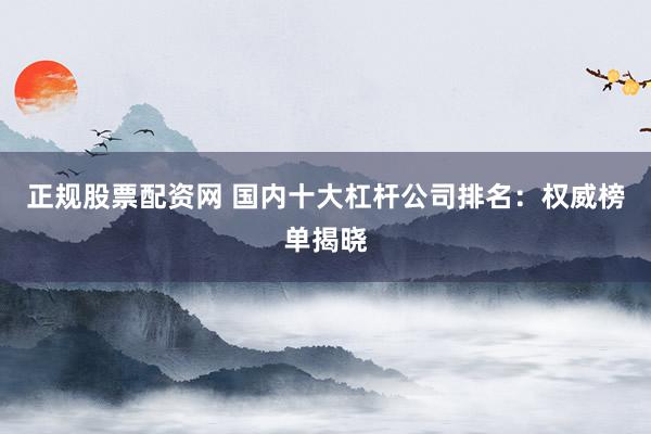 正规股票配资网 国内十大杠杆公司排名：权威榜单揭晓