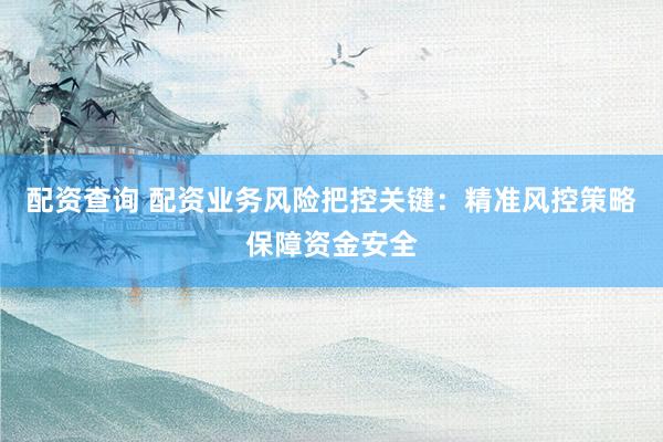 配资查询 配资业务风险把控关键：精准风控策略保障资金安全